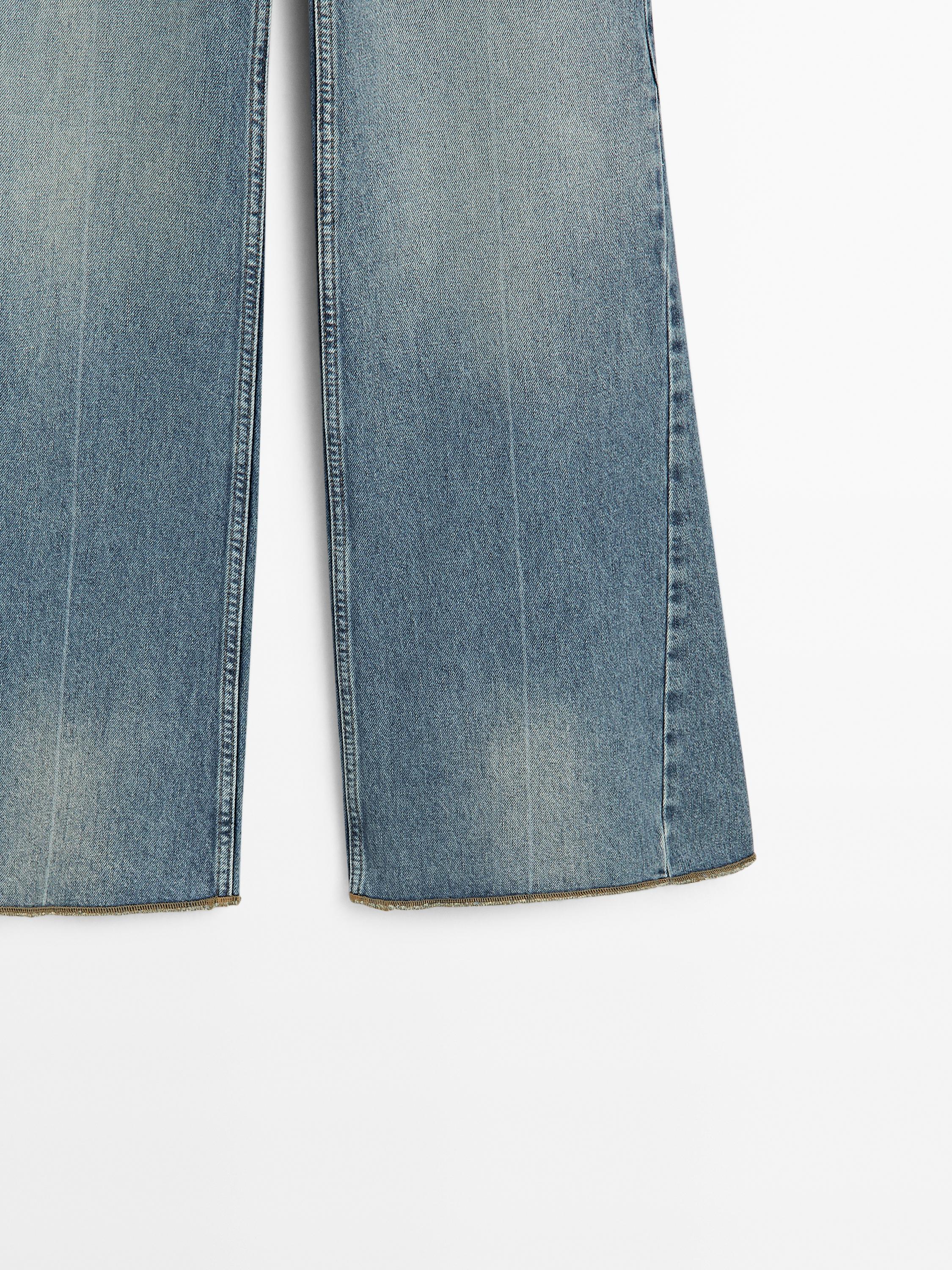 Flared high-waist cotton jeans